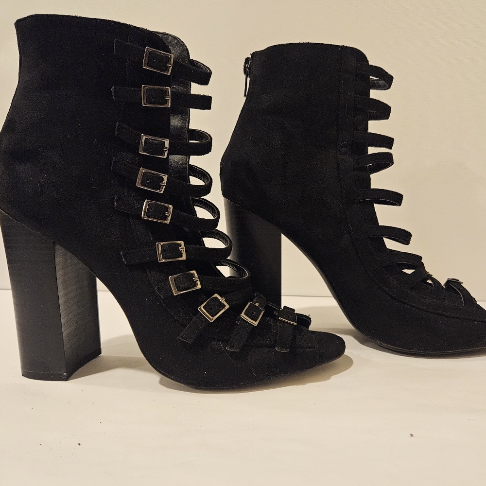 Black Buckle Strap Heels